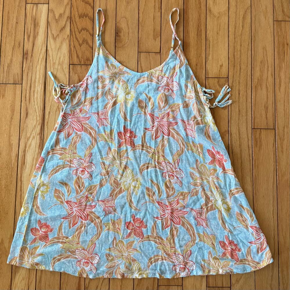 NWT Roxy Beachy Vibes Tropical Side Tie Cami Cover Up Dress XL Vacation Summer